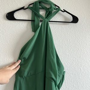 Green halter midi dress